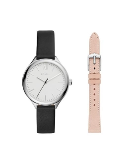 Women's Suitor Metal and Leather Dress Quartz Watch