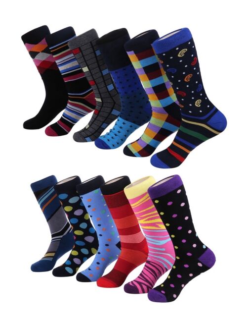 Mio Marino Men's Bold Designer Dress Socks Pack of 12