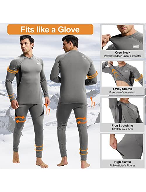 romision Thermal Underwear for Men, Long Johns Base Layer Fleece Lined Insulated Top and Bottom Set Cold Weather