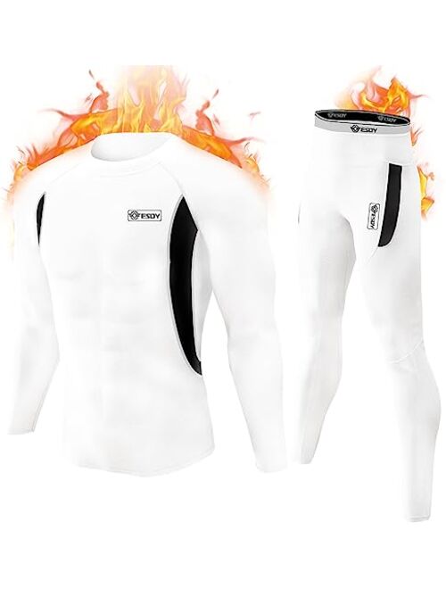 romision Thermal Underwear for Men, Long Johns Base Layer Fleece Lined Insulated Top and Bottom Set Cold Weather