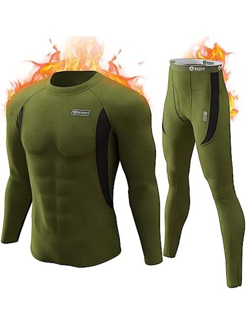 romision Thermal Underwear for Men, Long Johns Base Layer Fleece Lined Insulated Top and Bottom Set Cold Weather