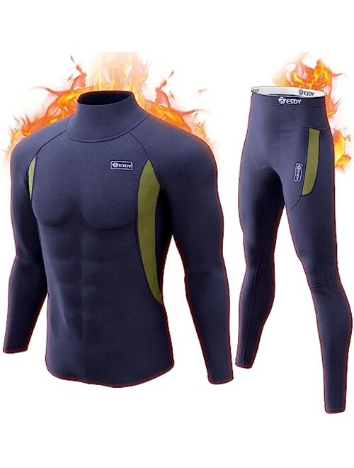 romision Thermal Underwear for Men, Long Johns Base Layer Fleece Lined Insulated Top and Bottom Set Cold Weather