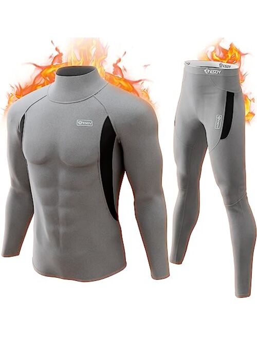 romision Thermal Underwear for Men, Long Johns Base Layer Fleece Lined Insulated Top and Bottom Set Cold Weather