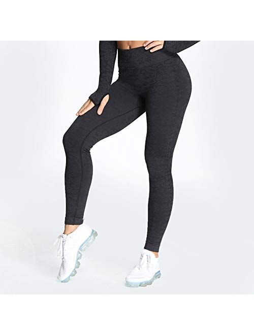 Aoxjox Yoga Pants for Women Workout High Waisted Gym Sport Adapt Animal Camo Seamless Leggings