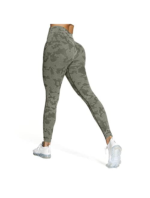 Aoxjox Yoga Pants for Women Workout High Waisted Gym Sport Adapt Animal Camo Seamless Leggings