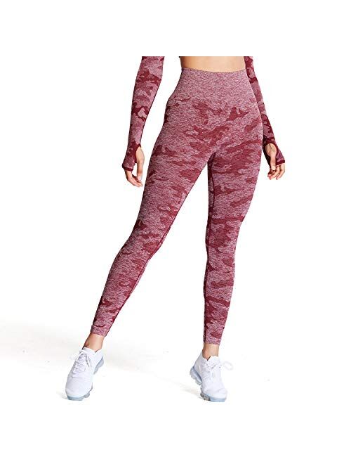 Aoxjox Yoga Pants for Women Workout High Waisted Gym Sport Adapt Animal Camo Seamless Leggings