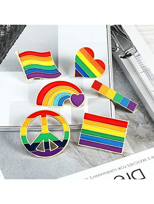 Tinsow Pride Gay Rainbow Flag Lapel Pins Enamel LGBT Lapel Pins Rainbow Brooch Decoration for Clothes and Bags (6)