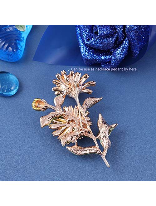 Jindorla Womens Elegant Flower Brooches - Fashion Gold Floral Brooch Pin for Men Wedding Bridal Scarf Bride Jewelry Gifts Bridesmaid Party Pins for Ladies Girls