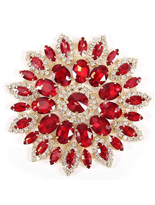 HEEPDD Crystal Glass Rhinestones Decoration, Crystal Flower Shoe Clips Vintage Crystal Rhinestone Brooch Pin for DIY Wedding Decoration Hair Accessories Gold Base(Transpa