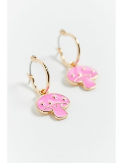 Enamel Mushroom Charm Hoop Earring