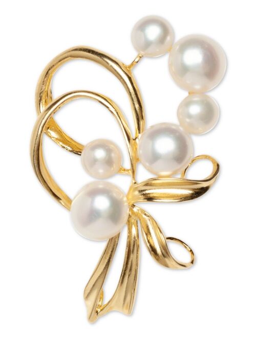 Macy's Cultured Freshwater Pearl (7mm & 5mm) Pin in Sterling Silver and 18k Gold Over Silver