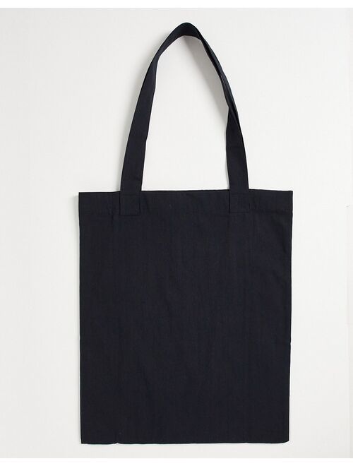 Reclaimed Vintage inspired unisex tote bag with logo embroidery in black