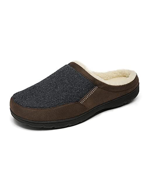 DREAM PAIRS Men's Cozy Memory Foam Slippers with Fuzzy Wool-Like Lining, Slip-on Washable Indoor Outdoor House Shoes