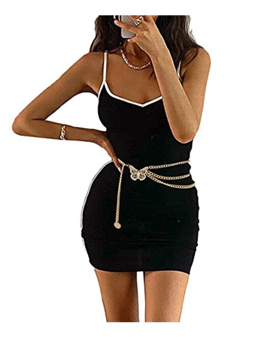 Eyraevor Women Long Tassel Waist Chain Belt Multilayer Body Belly Chain for Dress