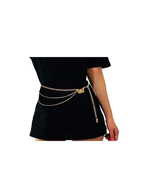 Eyraevor Women Long Tassel Waist Chain Belt Multilayer Body Belly Chain for Dress