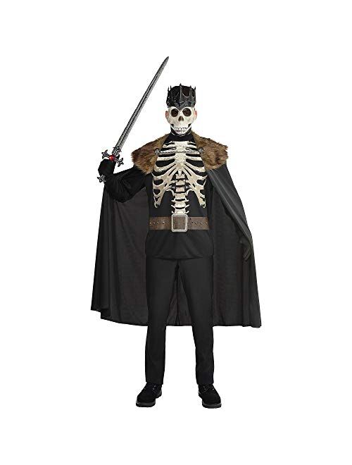 Party City Dark King Halloween Costume for Men, Standard Size, Includes Printed Shirt, Mask with Crown and Cape