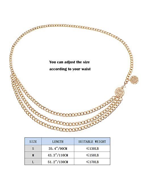 Suyi Chain Belts for Women Waist Chain Belt Multilayer Body Belly Chain