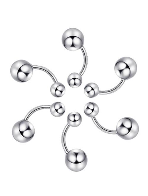 Jstyle 120Pcs Body Jewelry Piercing Lot Stainless Steel Nose Horseshoe Lip Tongue Eyebrow Tragus Body Piercing Navel Belly Ring Barbells 14G-16G