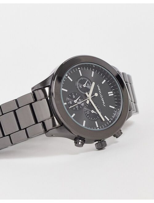 Asos Design bracelet watch in gunmetal