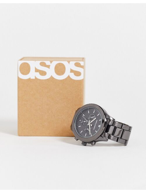 Asos Design bracelet watch in gunmetal