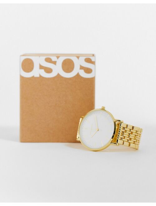 Asos Design bracelet watch with gold face in gold tone