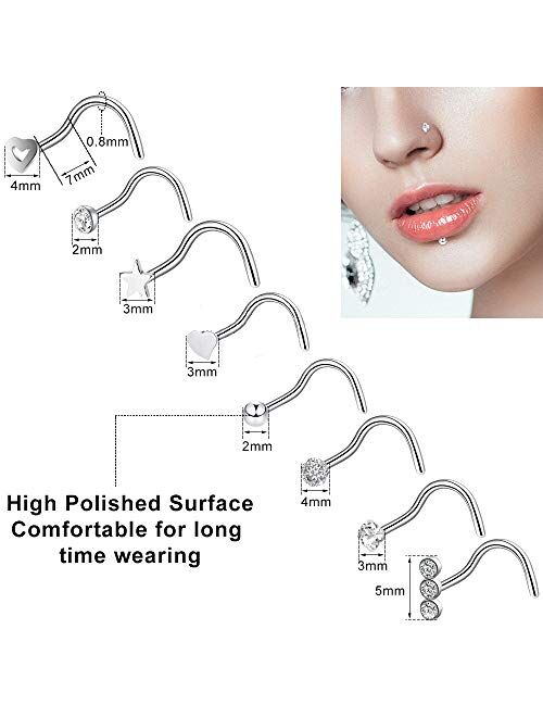 ONESING 40-51 PCS 20G Nose Rings for Women Nose Piercings Jewelry Nose Rings Hoops Nose Studs Screw 316L Stainless Steel for Women Men