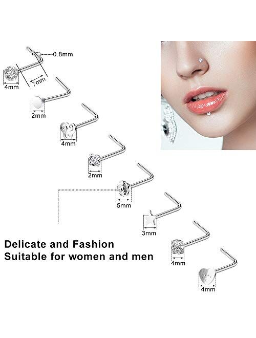 ONESING 40-51 PCS 20G Nose Rings for Women Nose Piercings Jewelry Nose Rings Hoops Nose Studs Screw 316L Stainless Steel for Women Men