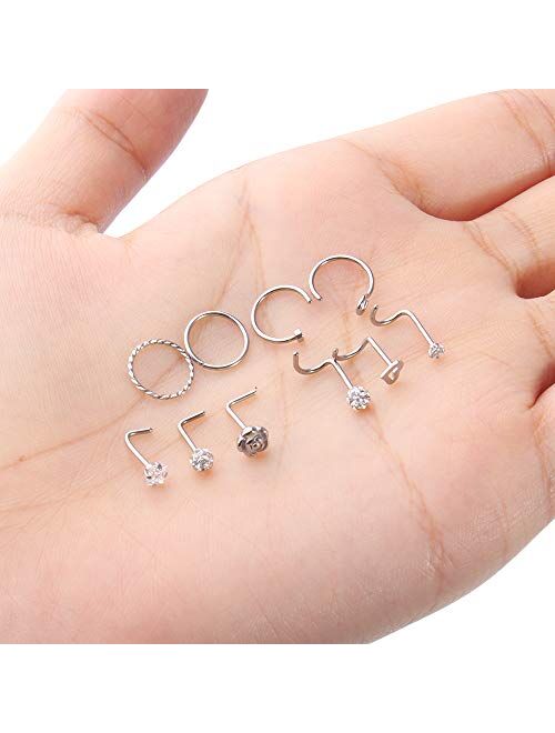 ONESING 40-51 PCS 20G Nose Rings for Women Nose Piercings Jewelry Nose Rings Hoops Nose Studs Screw 316L Stainless Steel for Women Men