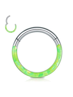 CICIMOTO Septum Jewelry Daith Earring Opal CZ 16g 316L Surgical Steel Hinged Segment Nose Ring Hoop Septum Clicker Helix Cartilage Tragus Piercing Jewelry for Women