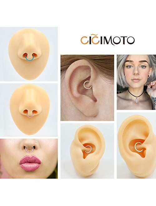 CICIMOTO Septum Jewelry Daith Earring Opal CZ 16g 316L Surgical Steel Hinged Segment Nose Ring Hoop Septum Clicker Helix Cartilage Tragus Piercing Jewelry for Women