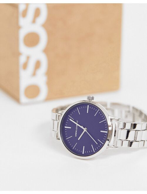 Asos Design skinny bracelet watch in silver tone