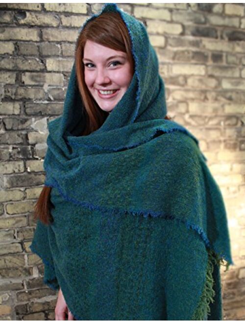 Wrap, Ruana Wraps for Women, Wool Shawl, Irish Gifts for Her, Biddy Murphy, Made in Ireland, 85% Lambswool, 54" X 72", Soft, Lightweight, Warm, Teal Check