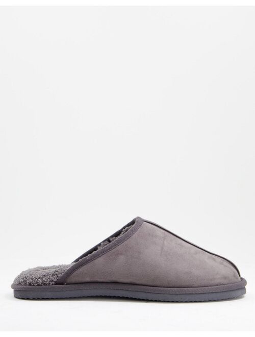 Jack & Jones faux suede slippers in gray