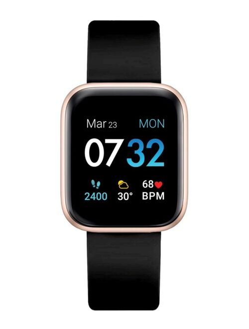 iTouch Air 3 Unisex Touchscreen Smartwatch Fitness Tracker: Rose Gold Case with Black Strap 40mm