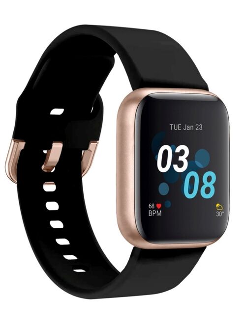 iTouch Air 3 Unisex Touchscreen Smartwatch Fitness Tracker: Rose Gold Case with Black Strap 40mm