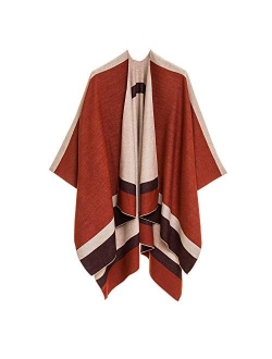 Women's Shawl Wrap Poncho Ruana Cape Cardigan Sweater Open Front for Fall Winter