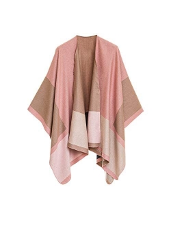 Women's Shawl Wrap Poncho Ruana Cape Cardigan Sweater Open Front for Fall Winter