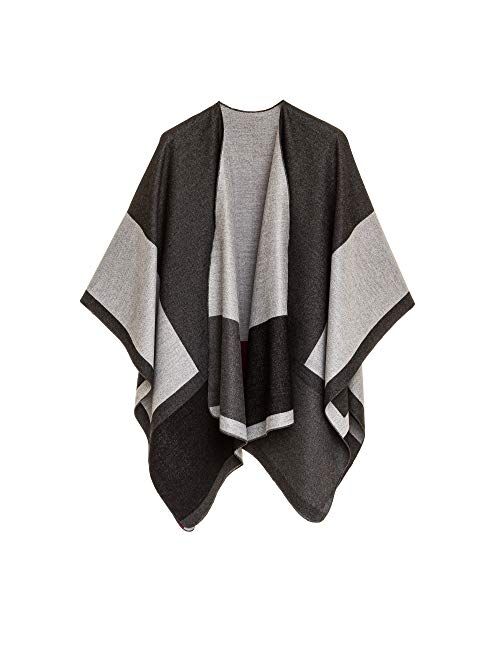 Women's Shawl Wrap Poncho Ruana Cape Cardigan Sweater Open Front for Fall Winter