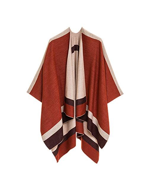 Women's Shawl Wrap Poncho Ruana Cape Cardigan Sweater Open Front for Fall Winter