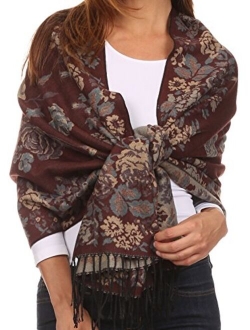 Sakkas Ontario double layer floral Pashmina/Shawl/Wrap/Stole with fringe