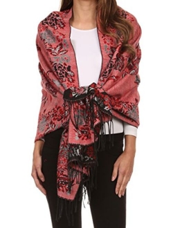 Sakkas Ontario double layer floral Pashmina/Shawl/Wrap/Stole with fringe