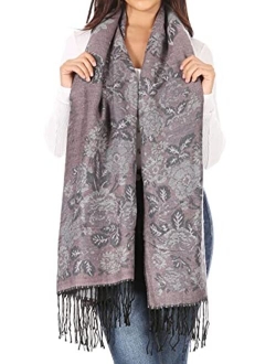 Sakkas Ontario double layer floral Pashmina/Shawl/Wrap/Stole with fringe