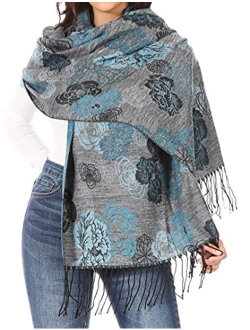 Sakkas Ontario double layer floral Pashmina/Shawl/Wrap/Stole with fringe