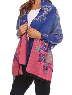 Sakkas Ontario double layer floral Pashmina/Shawl/Wrap/Stole with fringe