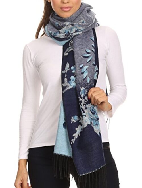 Sakkas Ontario double layer floral Pashmina/Shawl/Wrap/Stole with fringe