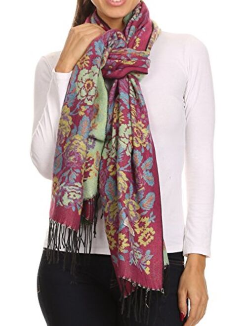 Sakkas Ontario double layer floral Pashmina/Shawl/Wrap/Stole with fringe