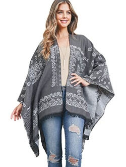 Bohemian Versatile Open Shawl Cardigan - Kimono Ruana, Tie Dye Convertible Poncho Blanket Vest, Sheer Beach Cover Up