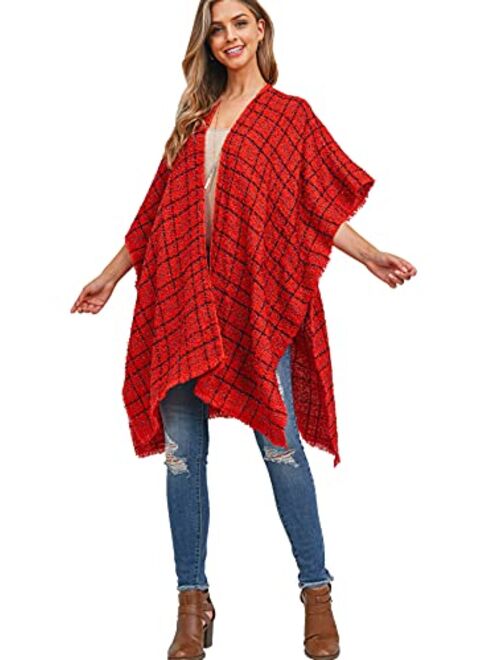 Riah Fashion Bohemian Versatile Open Shawl Cardigan - Kimono Ruana, Tie Dye Convertible Poncho Blanket Vest, Sheer Beach Cover Up