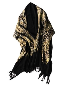 Women's Embroidered Oversize Tassel Shawl Scarf