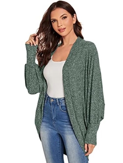 Women's Casual Oversized Open Front Dolman Long Sleeve Knit Cardigan Sweater